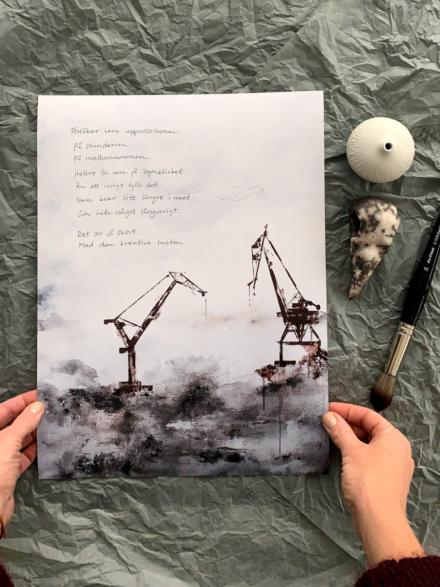 Fine Art Print - Kone kran med poesi