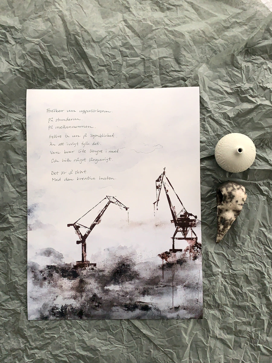 Fine Art Print - Kone kran med poesi